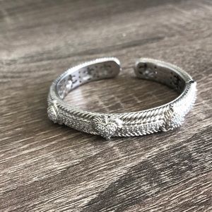 Judith Ripka hinged cuff sterling silver 925 bracelet with CZ